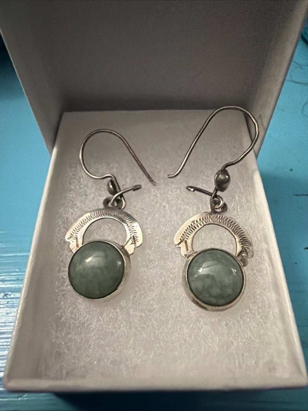 Sterling Silver Jade Stone Drop Earrings